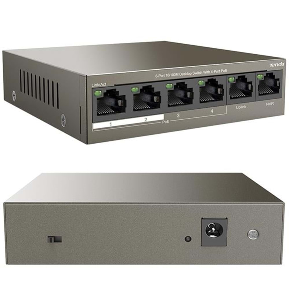 Tenda TEF1106P 2 x Uplink + 4 Port Poe Ethernet Switch 63 Watt