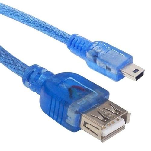 Powermaster PM-11937 Usb 5 Pin Geniş 1.5 Metre Mavi Şeffaf V3 Uç Kablo 