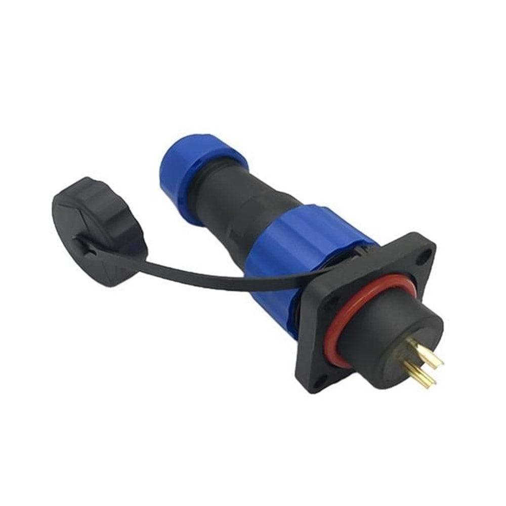 SD16 Su Geçirmez 2 Pin 16 Mm Dörtgen Konnektör (Fiş-Soket / Erkek-Dişi)